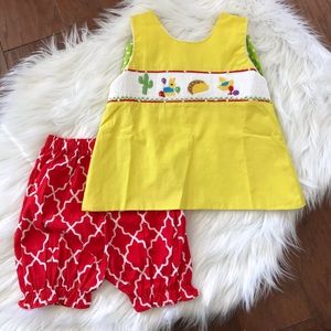 NWOT Smocked Feista Taco Cinco De Mayo Set 2T